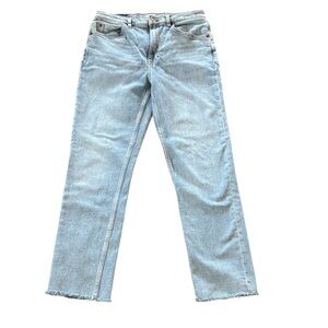 Re/Done Light Wash Straight Leg Raw Hem Ankle Jeans Style 192-3W7STRT Size 29